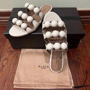 NWB ALAIA Bombe Leather Sandals Flat Blush Pink 36.5